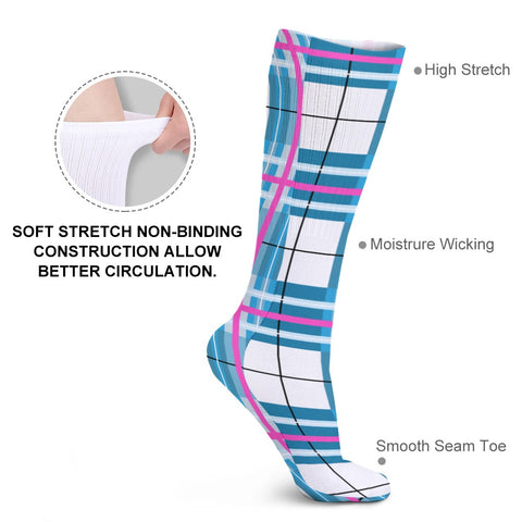 ✨ 'Bute Sky' Tartan Knee Length Kids Socks ( 1Pairs)✨Free p&p UK