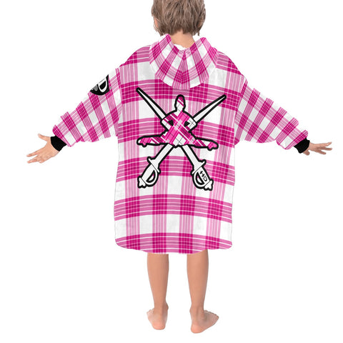 Arran Mist Tartan & Dancer - Highland Dancer Blanket Hoodie for Kids - FREE p&p Worldwide