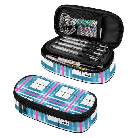 HD Bute Sky Tartan - 3-Layer Pencil Case - Free p&p worldwide