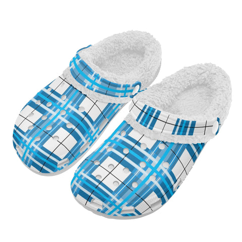 Jura Sky Tartan Fur Lined Adults Clogs - Free P&P Worldwide