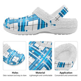 Jura Sky Tartan Fur Lined Adults Clogs - Free P&P Worldwide