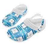 Jura Sky Tartan Fur Lined Adults Clogs - Free P&P Worldwide