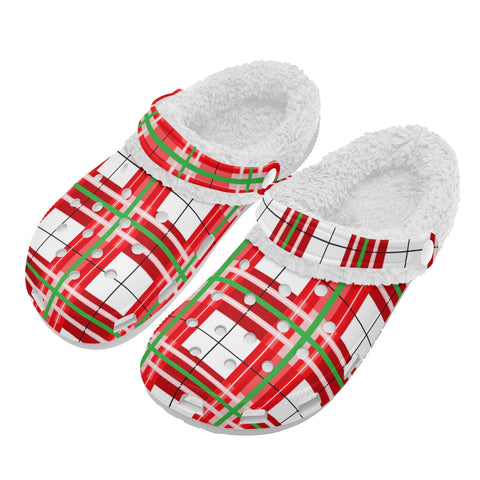 Tartan Fur Lined Adults Clogs - Free P&P Worldwide