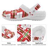 Tartan Fur Lined Adults Clogs - Free P&P Worldwide