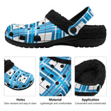 Jura Sky Tartan Fur Lined Adults Clogs - Free P&P Worldwide
