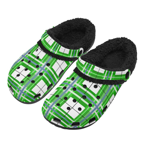 Tartan Fur Lined Adults Clogs - Free P&P Worldwide