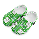 e Natural Tartan - Red & Green Kids Tartan Soft Clog Sandals - FREE p&p Worldwide