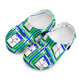 e Retro Tartan - Red & Green Kids Tartan Soft Clog Sandals - FREE p&p Worldwide