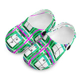 e Retro Tartan - Red & Green Kids Tartan Soft Clog Sandals - FREE p&p Worldwide