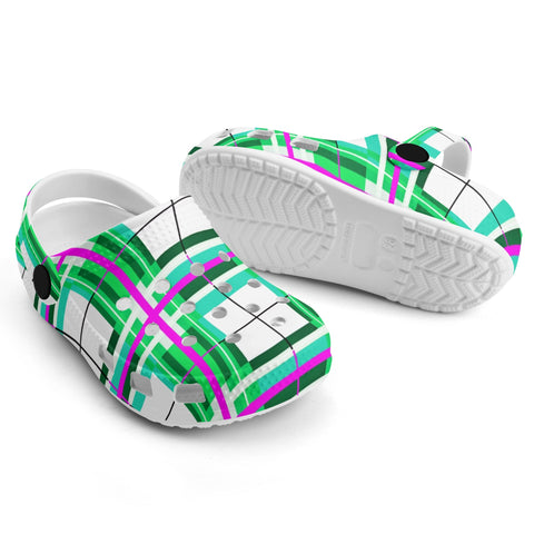 e Retro Tartan - Red & Green Kids Tartan Soft Clog Sandals - FREE p&p Worldwide