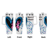 HD 40oz Stainless Steel Tumbler Gift With White Handle and Straw - Free p&p Worldwide
