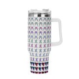 HD 40oz Stainless Steel Tumbler Gift With White Handle and Straw - Free p&p Worldwide