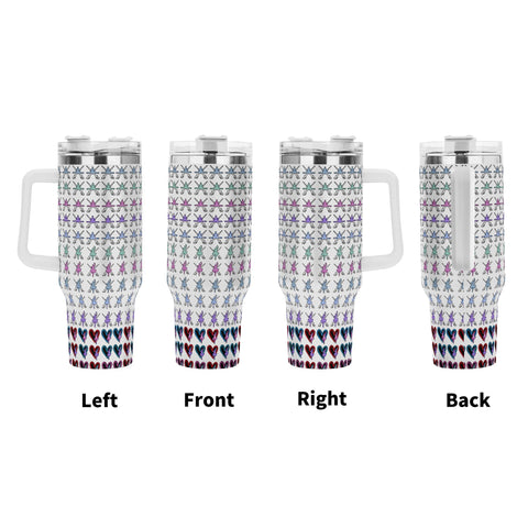 HD 40oz Stainless Steel Tumbler Gift With White Handle and Straw - Free p&p Worldwide