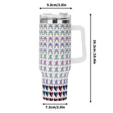 HD 40oz Stainless Steel Tumbler Gift With White Handle and Straw - Free p&p Worldwide