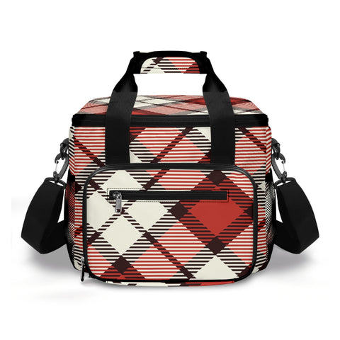 Red Tartan Insulated Travel Picnic Bag - Free p&p Worldwide