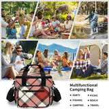 Red Tartan Insulated Travel Picnic Bag - Free p&p Worldwide