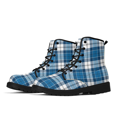 Strathclyde Blue Tartan Leather Boots - Free p&p Worldwide