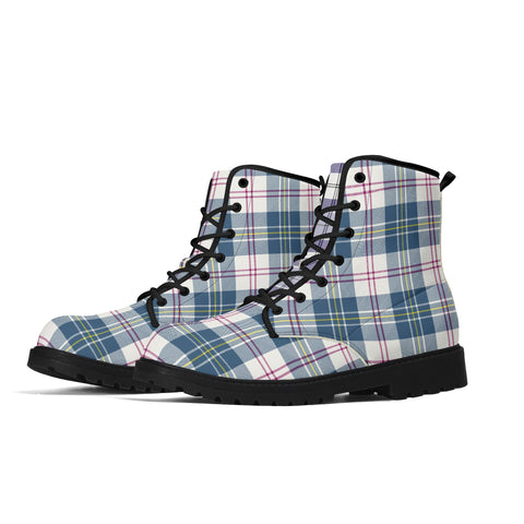 MacPherson Blue/Grey Tartan Leather Boots - Free p&p Worldwide