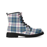 MacPherson Blue/Grey Tartan Leather Boots - Free p&p Worldwide