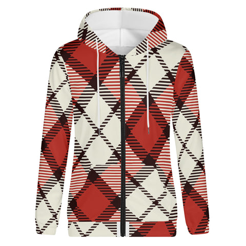 Red Traditional Tartan Adult Zip Hoodie - FREE p&p Worldwide