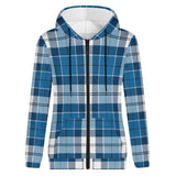 Strathclyde Blue Traditional Tartan Adult Zip Hoodie - FREE p&p Worldwide