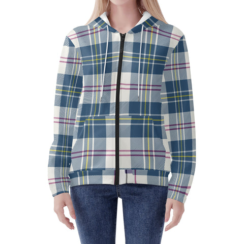 MacPherson Blue/Grey Tartan Adult Zip Hoodie - FREE p&p Worldwide
