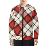 Red Tartan Youth Lightweight Zip Hoodie - Free p&p Worldwide