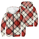 Red Tartan Youth Lightweight Zip Hoodie - Free p&p Worldwide
