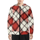 Red Tartan Youth Lightweight Zip Hoodie - Free p&p Worldwide