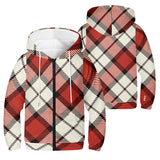 Red Tartan Youth Lightweight Zip Hoodie - Free p&p Worldwide