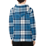 Strathclyde Blue Tartan Youth Lightweight Zip Hoodie - Free p&p Worldwide