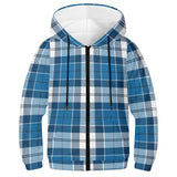 Strathclyde Blue Tartan Youth Lightweight Zip Hoodie - Free p&p Worldwide