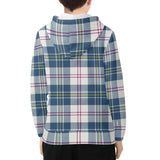 MacPherson Blue/Grey Youth Tartan Lightweight Zip Hoodie - Free p&p Worldwide