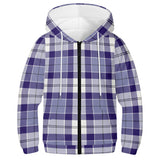 Strathclyde Purple Youth Tartan Lightweight Zip Hoodie - Free p&p Worldwide