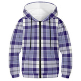 Strathclyde Purple Youth Tartan Lightweight Zip Hoodie - Free p&p Worldwide