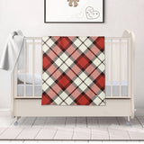 Red Tartan Baby Newborn 3 Pcs for Beanie Baby Hat Hairband Blanket