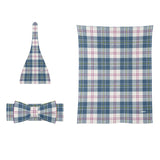 MacPherson Blue/Grey Tartan Baby Newborn 3 Pcs for Beanie Baby Hat Hairband Blanket