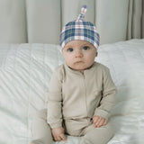 MacPherson Blue/Grey Tartan Baby Newborn 3 Pcs for Beanie Baby Hat Hairband Blanket