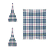 MacPherson Blue/Grey Tartan Baby Newborn 3 Pcs for Beanie Baby Hat Hairband Blanket