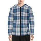 Clan Menzies Blue Youth Tartan Lightweight Zip Hoodie - Free p&p Worldwide