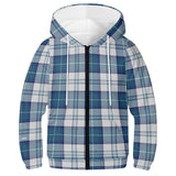Clan Menzies Blue Youth Tartan Lightweight Zip Hoodie - Free p&p Worldwide