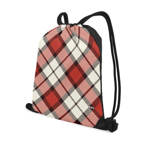 Red Tartan Drawstring Bag