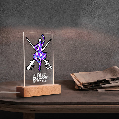 Highland Dancer LED Acrylic Night Light and Wooden - FREE P&P Worldwide