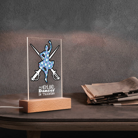 Highland Dancer LED Acrylic Night Light and Wooden - FREE P&P Worldwide