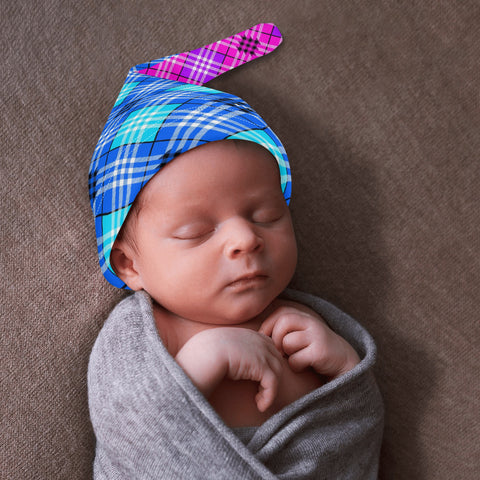 Tartan New Born Beanie Hat - FREE p&p Worldwide