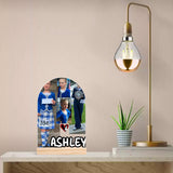 Personalised Lightweight Arch Acrylic Table Sign with Wood Stand - FREE P&P Worldwide
