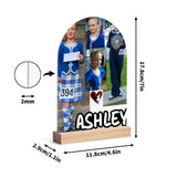 Personalised Lightweight Arch Acrylic Table Sign with Wood Stand - FREE P&P Worldwide