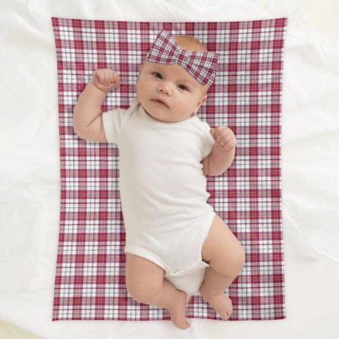 Dress Red Macpherson Tartan Baby Newborn 3 Pcs for Beanie Baby Hat Hairband Blanket
