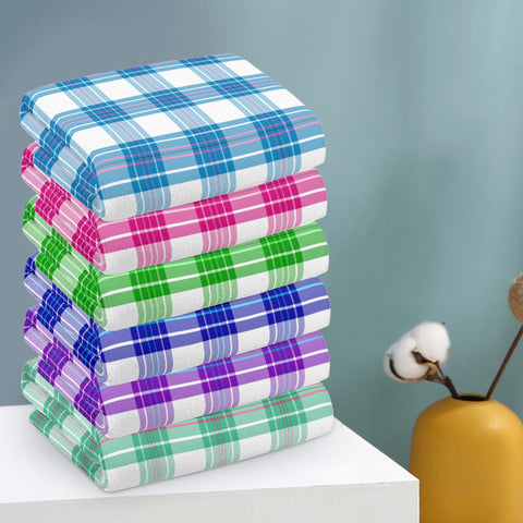 Tartan Hand Towels x 6 (45x66cm) - Free p&p Worldwide