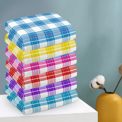 Tartan Hand Towels x 6 (45x66cm) - Free p&p Worldwide